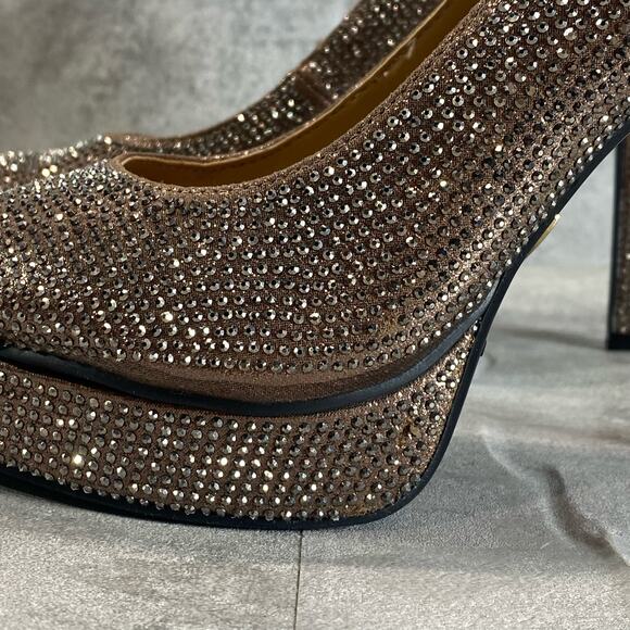 THALIA SODI Women's Pewter Bling Embellished Joey Pointed-Toe Platform Pumps - Picture 8 of 12